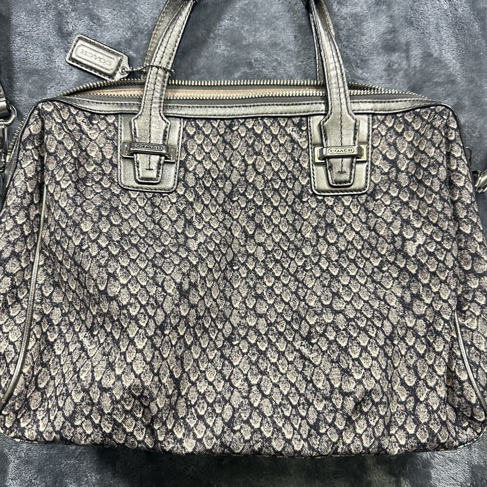 Coach Taylor Python Satchel Shoulder Handbag Gunm… - image 2